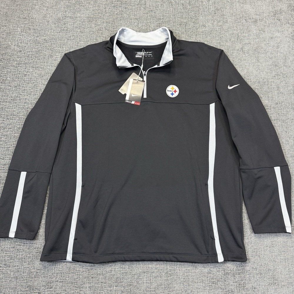 Pittsburg Steelers 1/4 Zip Pullover Men's XXL Black NFL Therma-FIT Nike Golf NWT - Picture 2 of 8